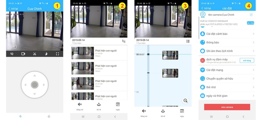 Giao diện hiển thị trên điện thoại di động Camera Carecam CC665B kết nối với thiết bị di động