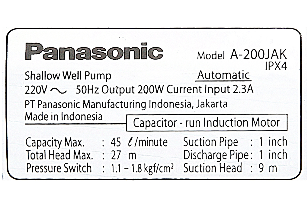 Máy bơm nước tăng áp Panasonic A-200JAK - 200W