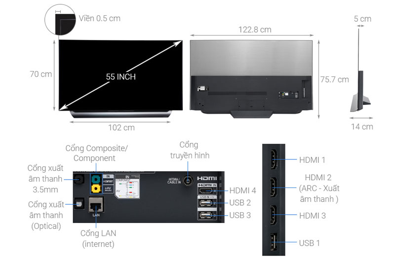 Smart Tivi OLED LG 4K 55 inch 55C8PTA