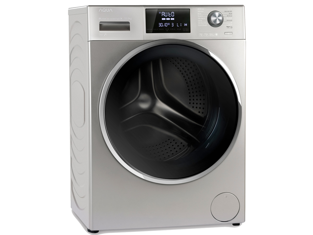 Máy giặt lồng ngang Aqua 10.5kg AQD-DD1050E.S - Màu bạc
