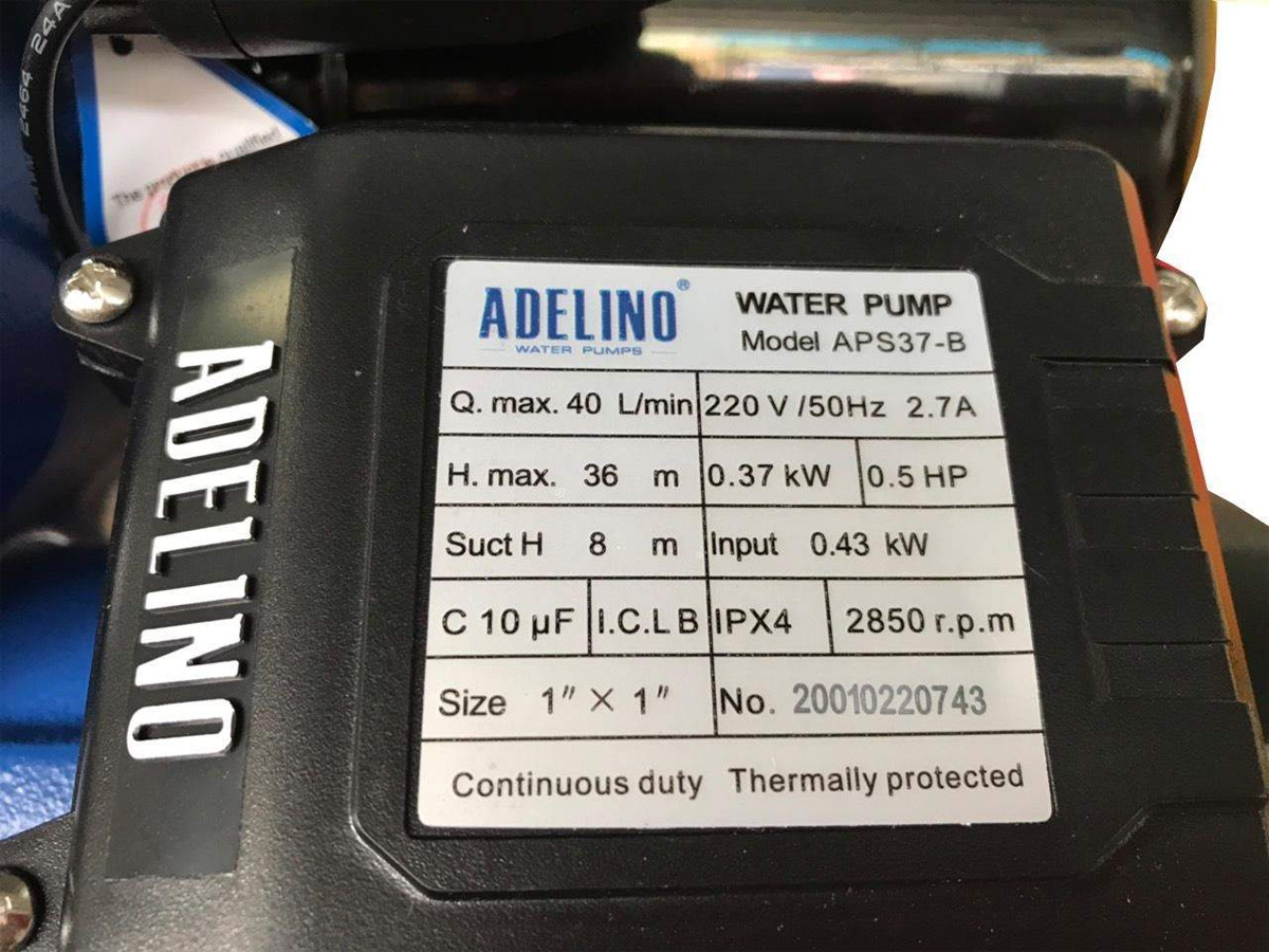 Máy bơm tăng áp Adelino APS37-B (0.5HP)