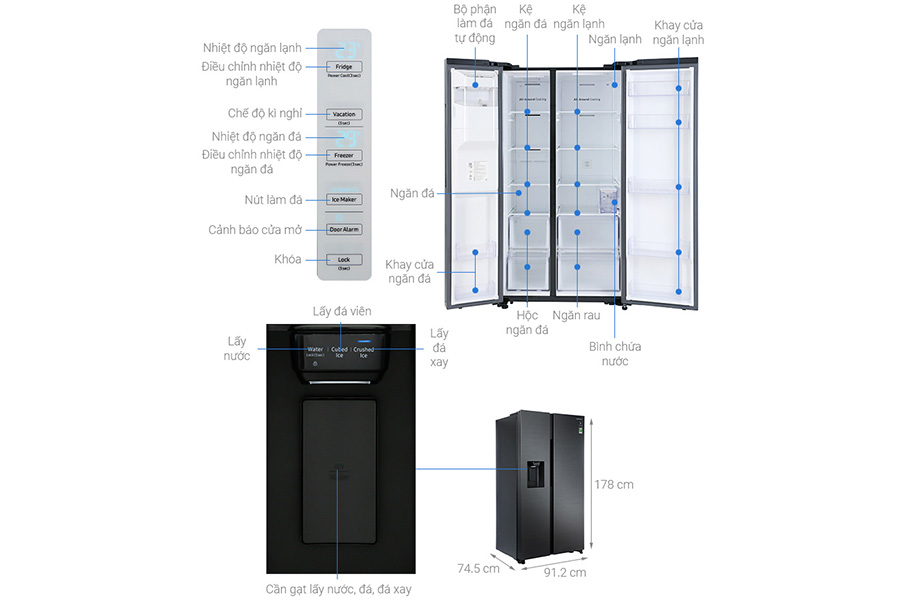 Tủ lạnh Samsung Inverter Side by side 617 lít RS64R5301B4/SV