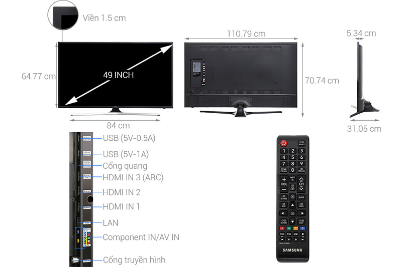 Smart Tivi Samsung 4K 49 inch UA49MU6103KXXV