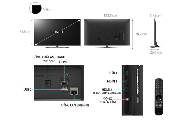 Smart Tivi LG 4K 55 inch 55UP8100PTB ThinQ AI