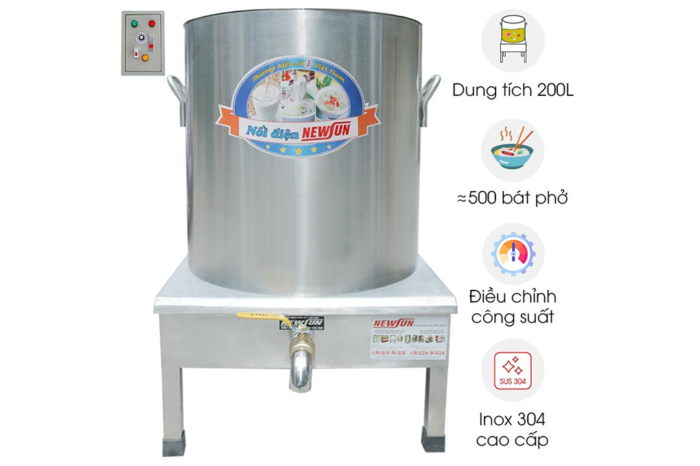 Nồi điện công nghiệp 200 lít - Tủ điện rời