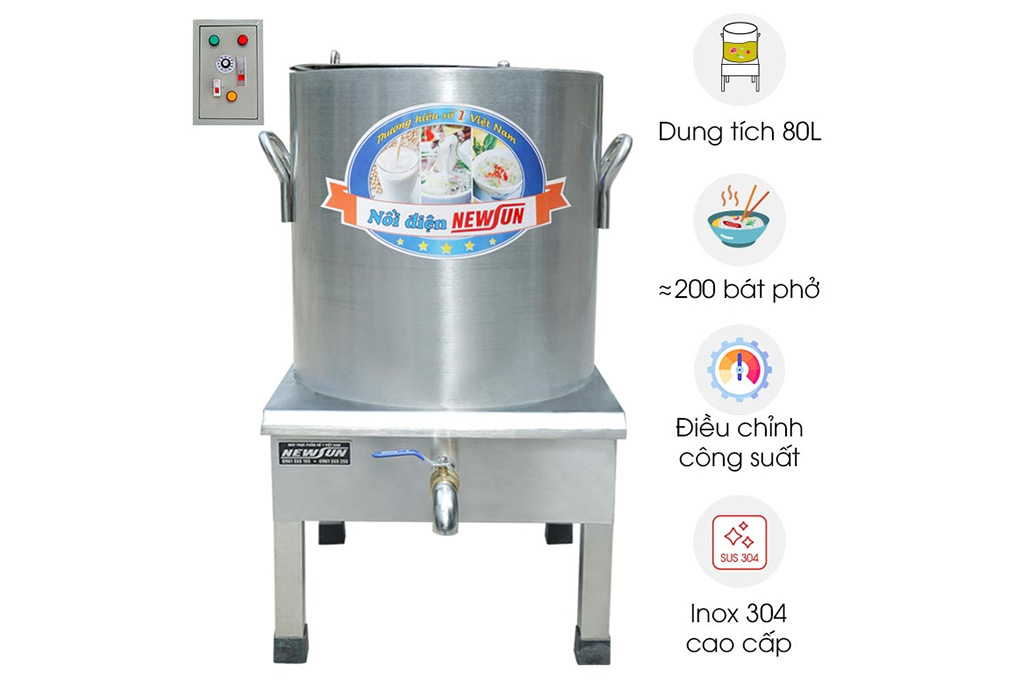 Nồi ninh xương bằng điện 80 lít - Tủ điện rời