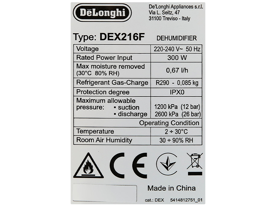 Máy hút ẩm Delonghi DEX216F 16 lít/ngày