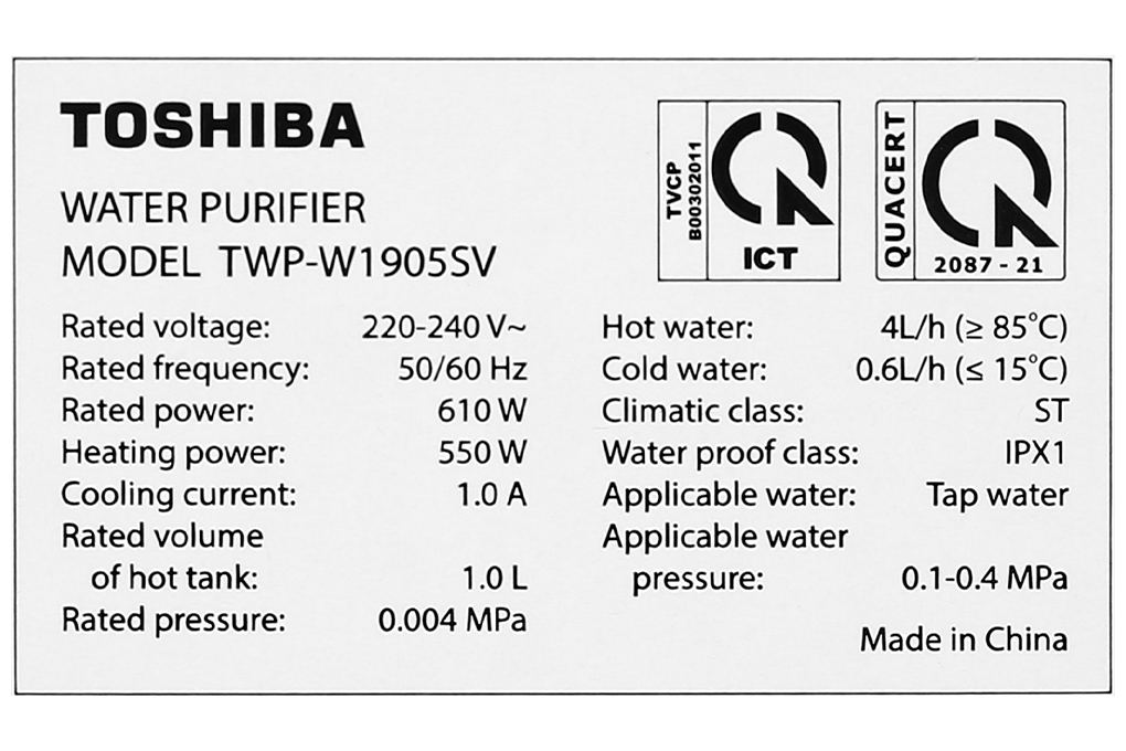 Máy lọc nước Toshiba TWP-W1905SV(MB)