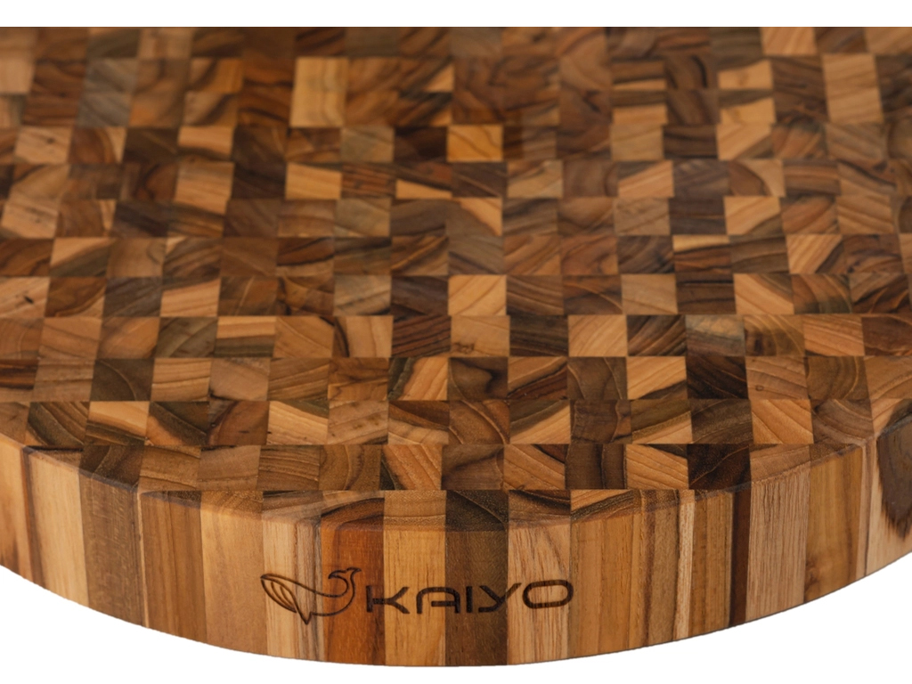 Thớt chặt gỗ Teak đầu cây Kaiyo hình tròn 30 x 3,8 cm TDC04