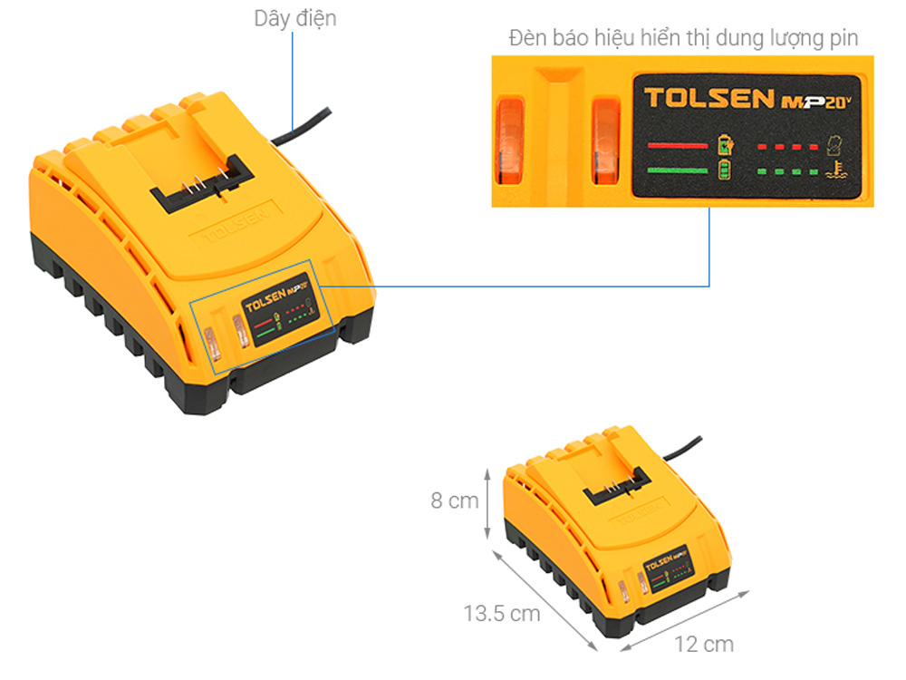 Sạc pin Tolsen 87485 20V 2.0 Ah