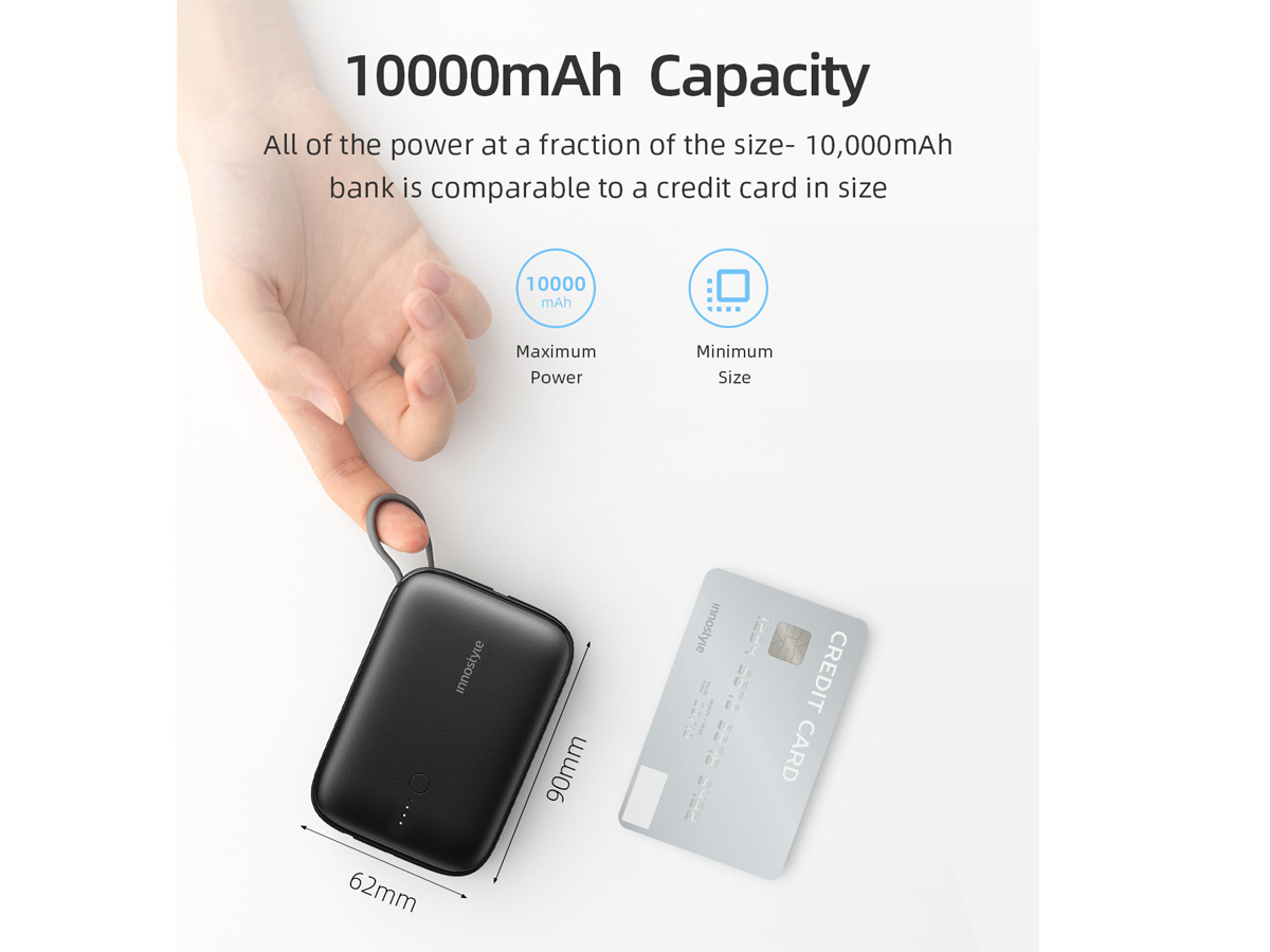 Sạc dự phòng innostyle powergo mini 10.000mAh 22.5W IP22PDBLK