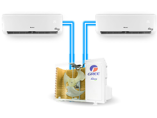 Hệ thống máy lạnh Gree Multi XS Inverter GWCD(14)NK6FO/GWC(07/09)AABK6DNA1B/I (1 nóng, 2 lạnh)