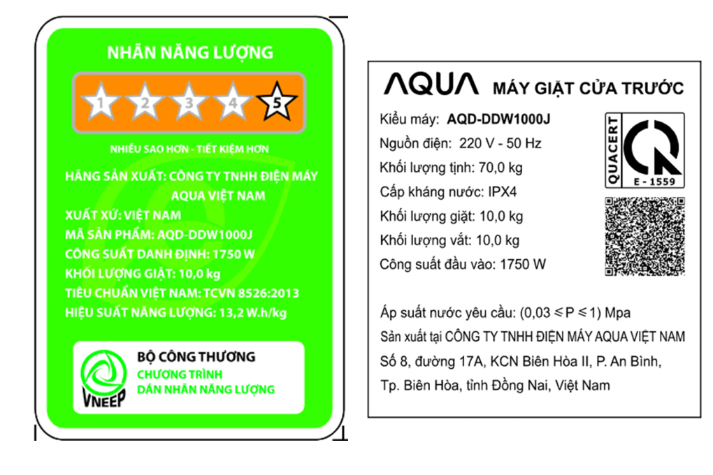 Máy giặt lồng ngang Aqua Inverter 10kg AQD-DDW1000J.BK