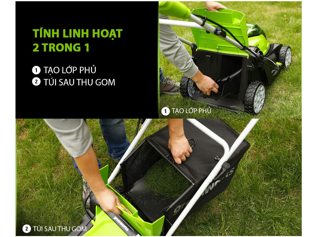 Máy cắt cỏ đẩy tay dùng pin Greenworks 40V G40LM41K4 - 2504707 (pin 4ah + sạc)