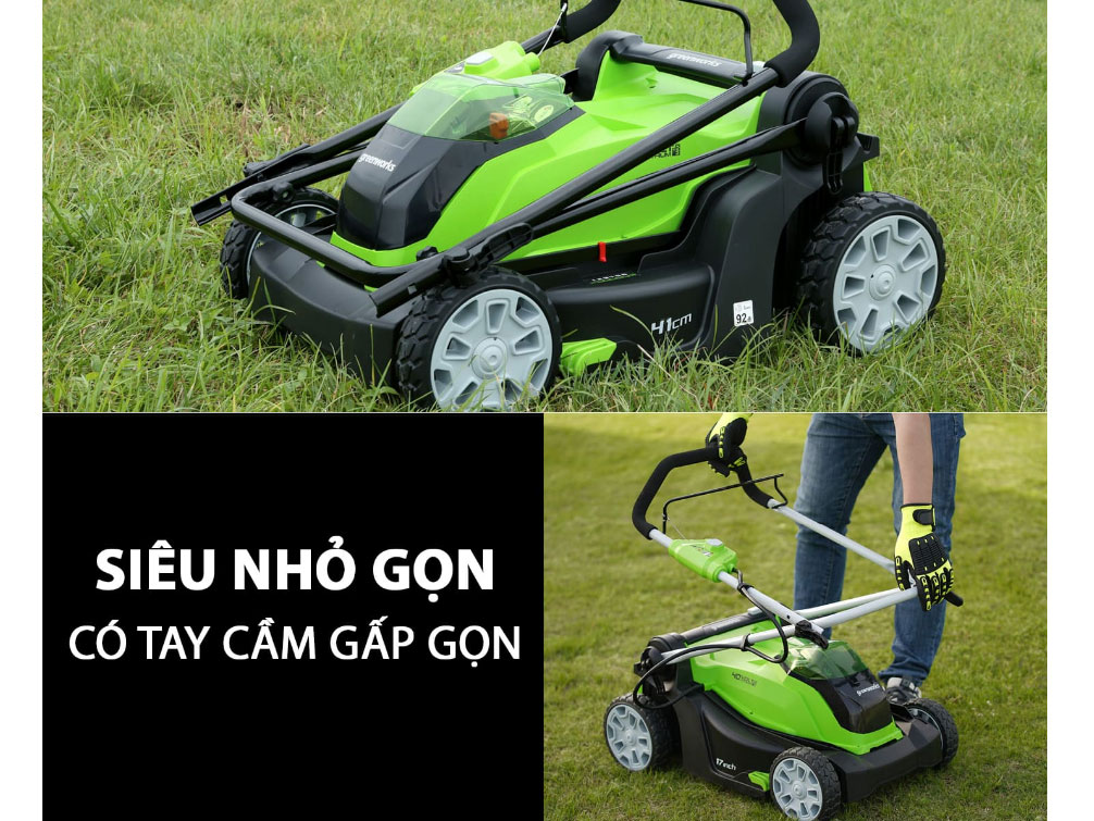 Máy cắt cỏ đẩy tay dùng pin Greenworks 40V G40LM41K4 - 2504707 (pin 4ah + sạc)