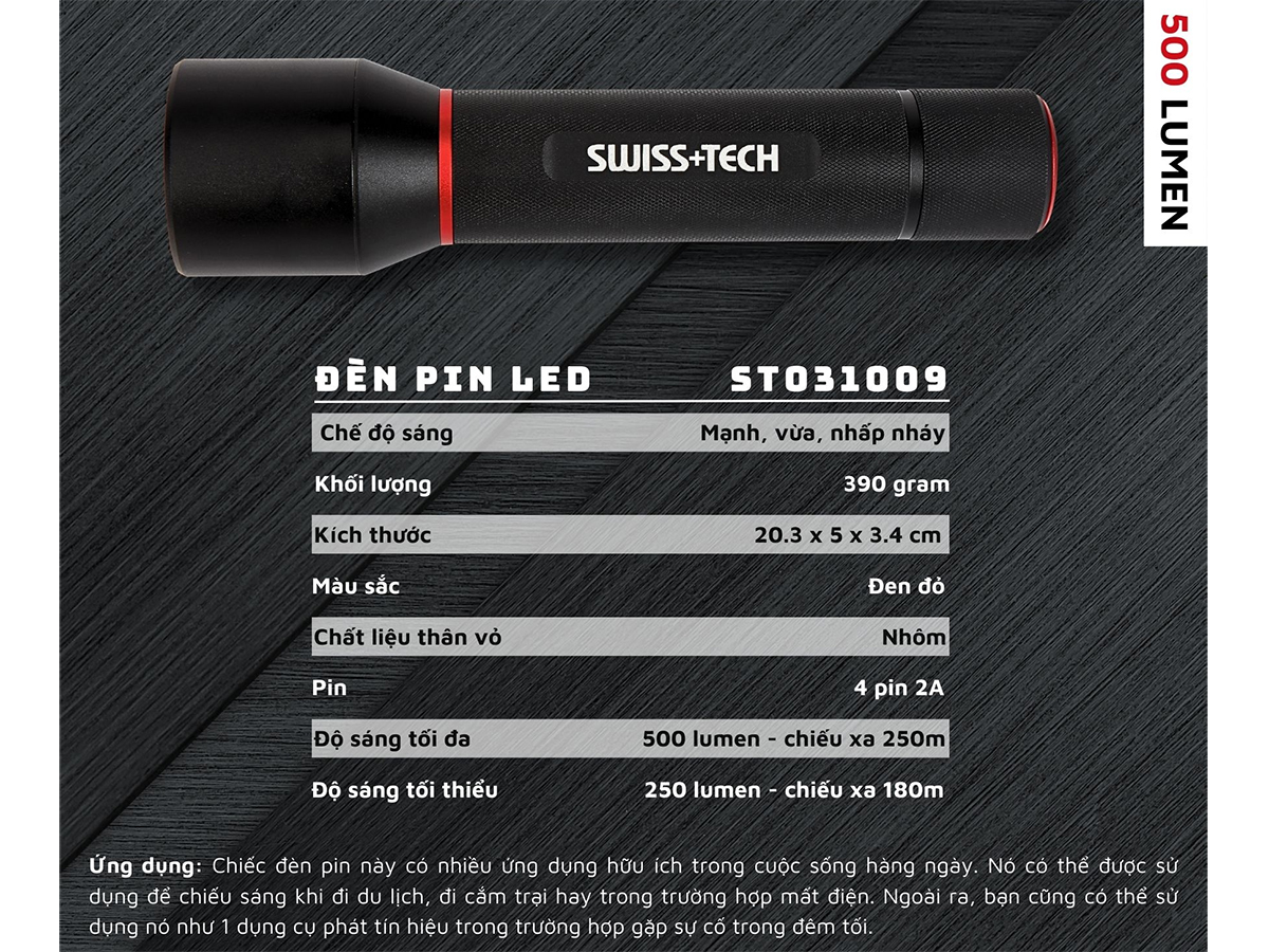 Đèn pin LED Swiss+Tech ST031009