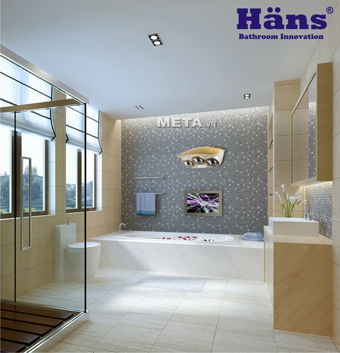 Đèn sưởi nhà tắm hồng ngoại Hans 3 bóng phù hợp với phòng có diện tích từ 4 -6 m2.