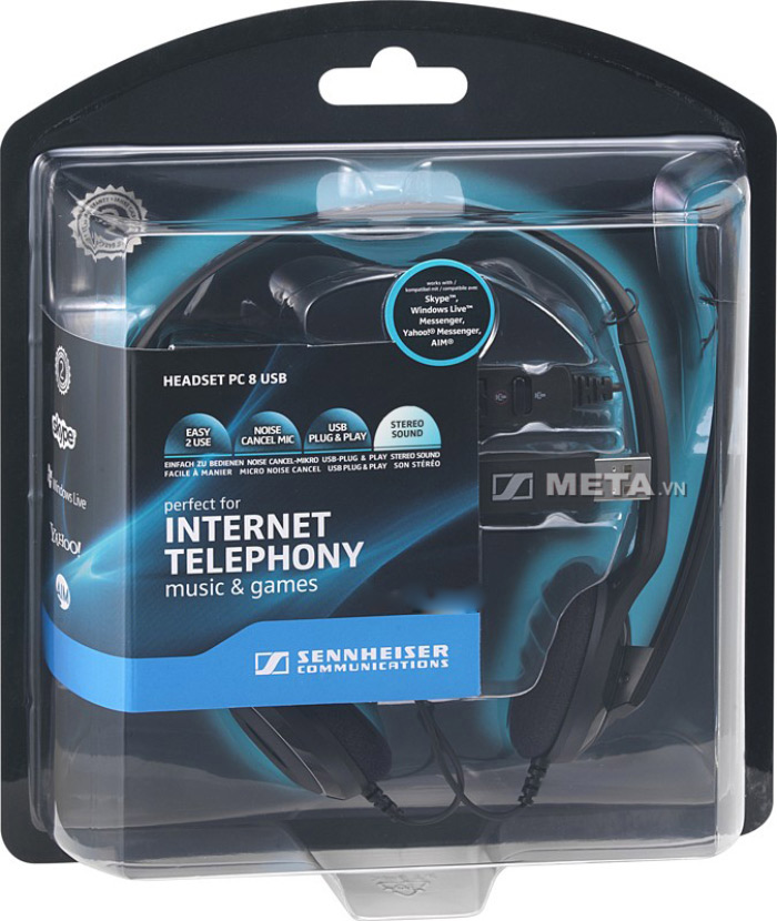 Tai nghe Sennheiser PC 8 USB với tính năng USB plug  và play cho phép bạn dễ dàng kết nối tai nghe với máy tính