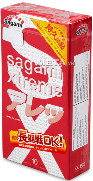 Bao cao su Sagami Xtreme Feel Long (hộp 10 chiếc) có gai nổi giúp tăng khoái cảm và kéo dài thời gian “yêu”