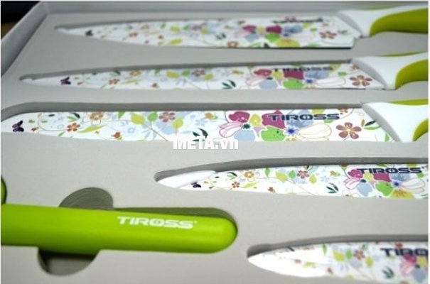Bộ dao hoa men Ceramic 7 món Tiross TS-1281 thiết kế sắc bén, họa tiết đẹp mắt