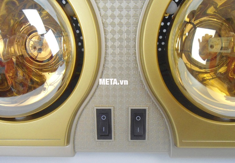 Đèn sưởi nhà tắm Kottmann 2 bóng K2B-H thiết kế công tắc riêng biệt, tiết kiệm điện năng.