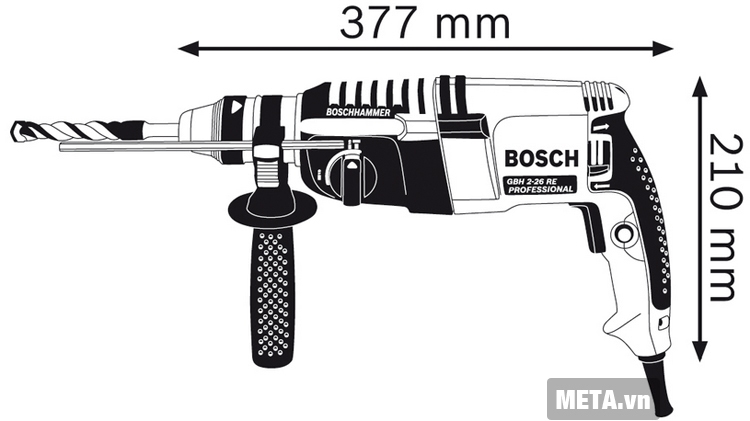 Cấu tạo của máy khoan búa Bosch GBH 2-26 RE.