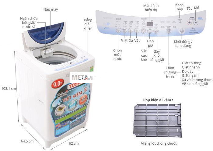 Thông số kĩ thuật của máy giặt Toshiba B1000GV.