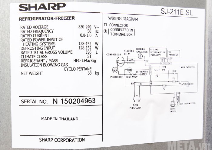 Tủ lạnh 196 lít Sharp SJ-211E-SL