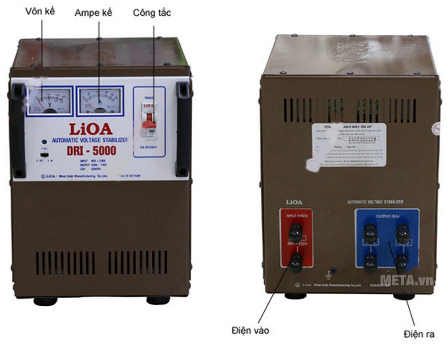 Ổn áp 1 pha Lioa 5KVA DRI 5000II (Dải điện áp đầu vào 90V - 250V)