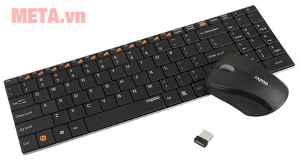 Chuột và bàn phím Rapoo 9060 kết nối với máy tính qua công USB