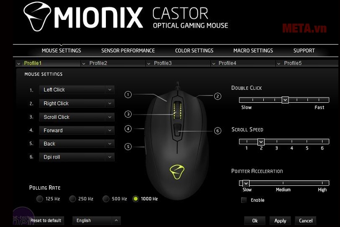 Chuột gaming Mionix Castor Multi-Color Ergonomic Optical
