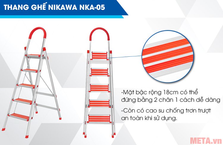Thang ghế 5 bậc Nikawa NKA05 màu đỏ 