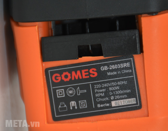 Máy khoan bê tông Gomes GB-2603SRE có kiểu dáng cầm tay Máy khoan bê tông Gomes GB-2603SRE có kiểu dáng cầm tay