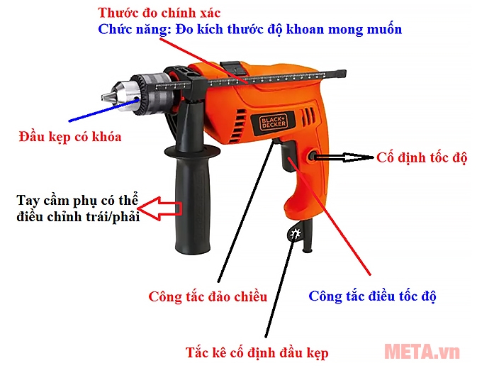 Máy khoan động lực Black&Decker HD555 có cấu trúc máy chắc chắn Máy khoan động lực Black&Decker HD555 có cấu trúc máy chắc chắn