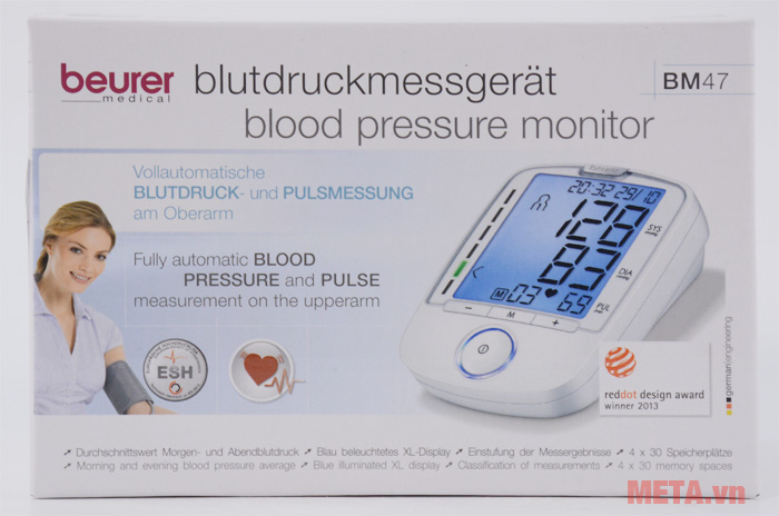 Máy đo huyết áp bắp tay Beurer BM47 có hộp đựng giấy