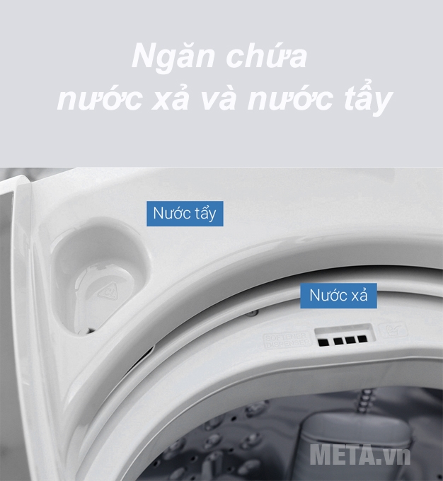 Máy giặt được trang bị khay để nước tẩy và nước xả