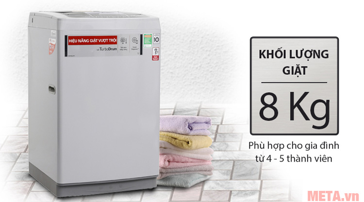 Khối lượng giặt 8kg phù hợp với gia đình 4 - 5 thành viên