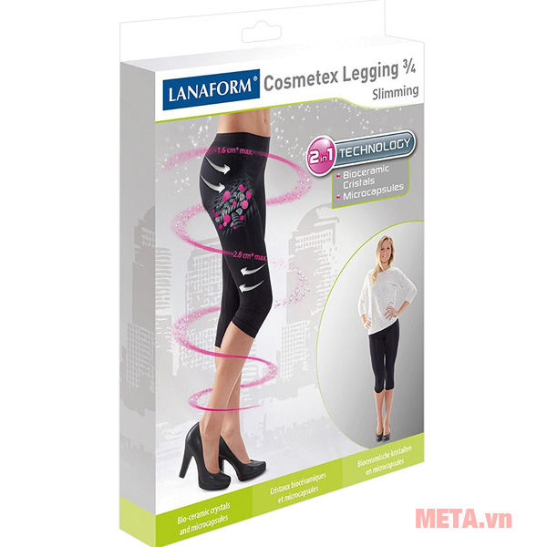 Quần Legging định hình giảm size và ngăn chặn da sần Lanaform Cosmetex 3/4 LA014004