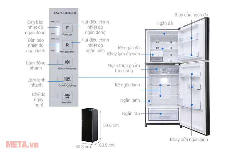 Tủ lạnh Aqua Inverter 301 lít AQR-IG316DN (GB)- mặt gương