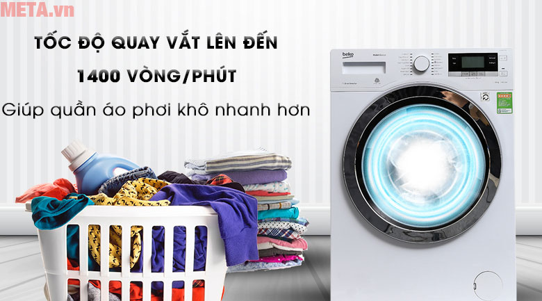 Máy giặt có tốc độ quay vắt đến 1.400 vòng/phút