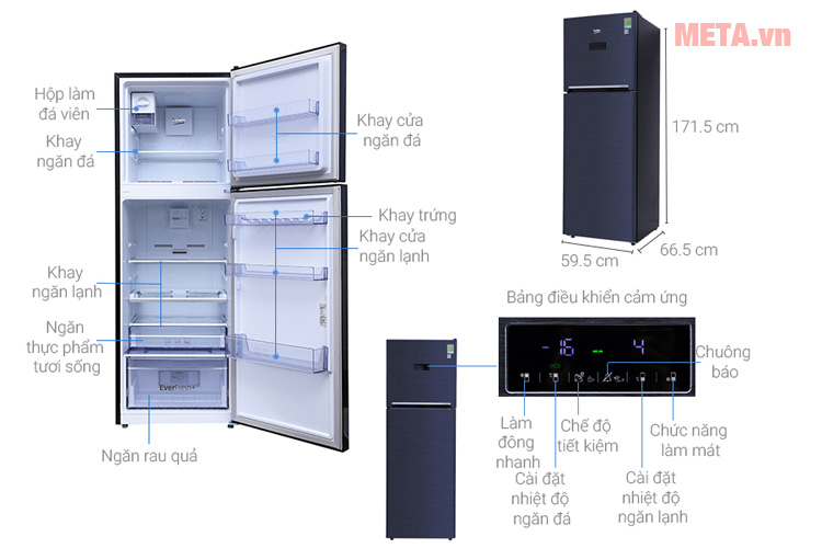 Tủ lạnh Beko Inverter RDNT360E50VZWB 360 lít