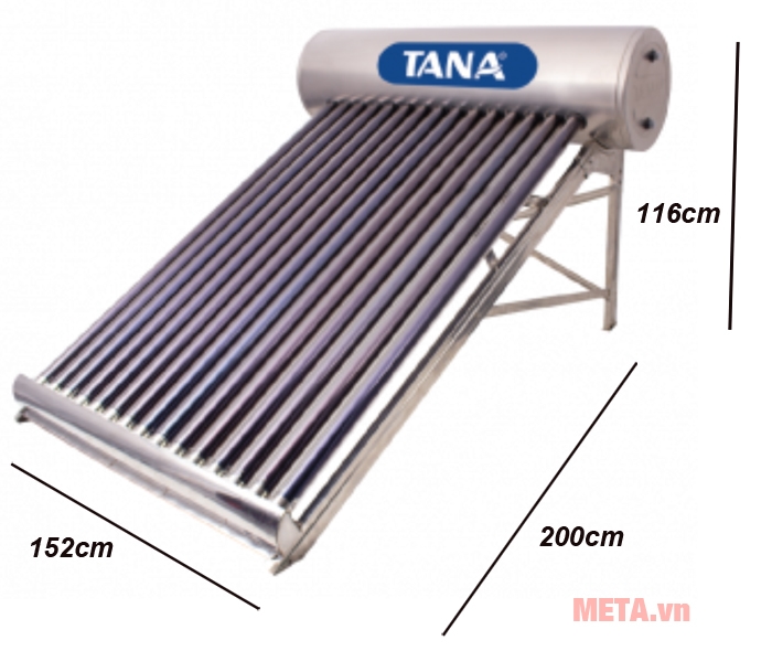 Kích thước máy nước nóng năng lượng mặt trời Tân Á Gold TA-GO 58