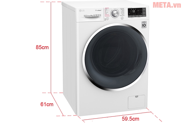 Kích thước máy giặt LG 9kg FC1409S2W 