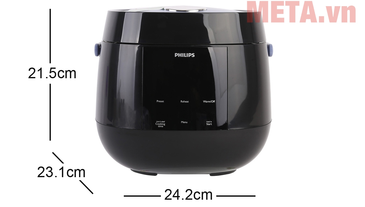 Kích thước nồi cơm điện tử Philips HD3060