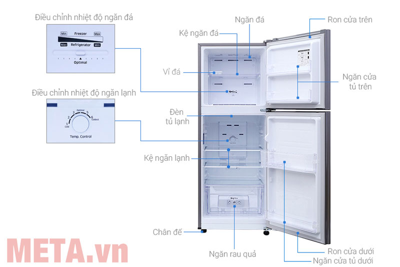 Cấu tạo tủ lạnh Samsung Inverter 208 lít RT19M300BGS SV