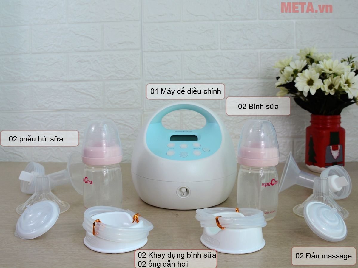 Các phụ kiện đầy đủ của Máy hút sữa đôi Spectra S1 Máy hút sữa đôi