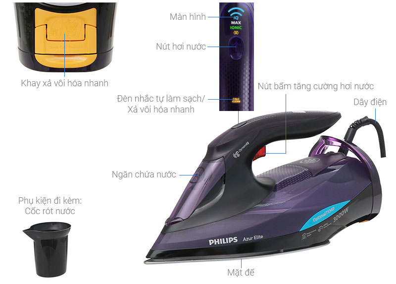 Bàn ủi hơi nước Philips GC5039 cấu tạo máy Bàn ủi hơi nước Philips GC5039