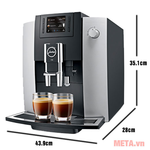 Kích thước máy pha cafe tự động Jura E6 Platin