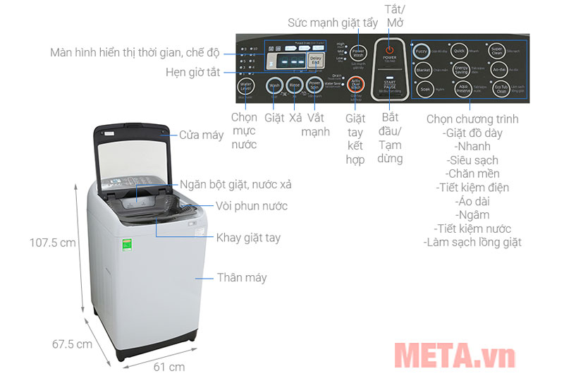 Máy giặt Samsung inverter 10.5kg WA10J5750SG/SV