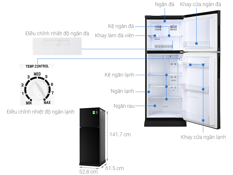 Cấu tạo tủ lạnh Aqua Inverter 186 lít AQR-T219FA (PB) Mới 2020